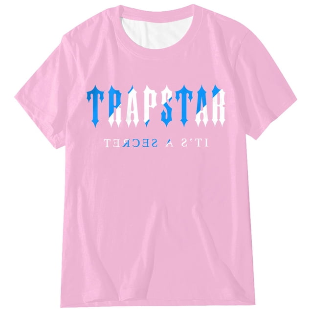 T-shirts pour Femmes Trapstar T-Shirt Imprimé pour Femmes Décontracté Graphique Filles Juniors Manches Courtes T-Shirt Fantaisie Hauts avec Col Rond (Rose, G)