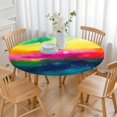 thumbnail image 3 of Colorful Tie Dye Wave Pattern Round Fitted Tablecloth with Elastic Edge,Dining Table Cover Waterproof,Outdoor Round Tablecloth for Camping,Dining,Indoor and Outdoor, 3 of 7