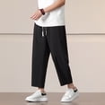 thumbnail image 2 of XDZJLR Mens Casual Pants Summer Solid Colour Elastic Waist Style Loose Straight Harlen Pant, 2 of 5