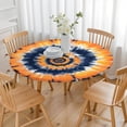 thumbnail image 3 of Orange Blue Tie Dye Mandala Pattern Round Fitted Tablecloth with Elastic Edge,Dining Table Cover Waterproof,Outdoor Round Tablecloth for Camping,Dining,Indoor and Outdoor, 3 of 7