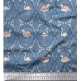 thumbnail image 1 of Soimoi Blue Japan Crepe Satin Fabric Flamingo & Moroccan Damask Decor Fabric Printed Yard 42 Inch Wide, 1 of 3
