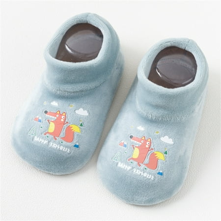 

Hunpta Toddler Shoes Prewalker First Walkers Girl Shoes Toddler Warm Non-slip Boy Floor Fleece Socks Baby Cartoon Baby Shoes