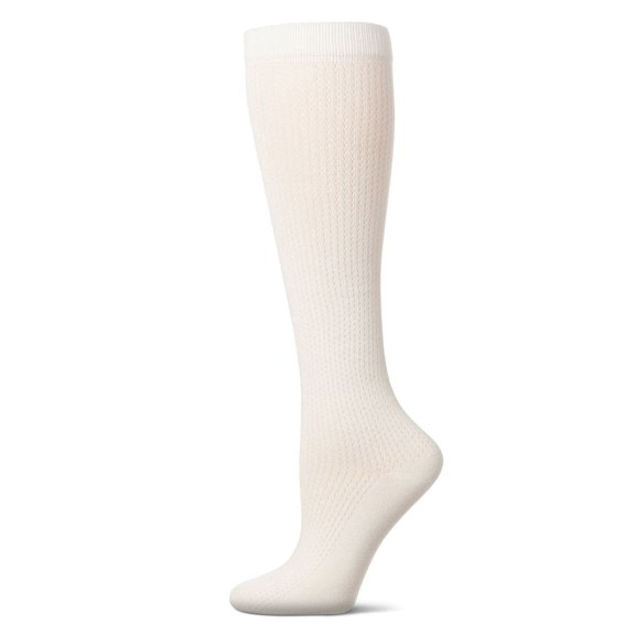 MeMoi Pointelle Dot Knee High Socks - Girls - Female, 14, Winter White