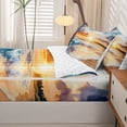thumbnail image 5 of Manfei Golden Sunset Zipper Full Size Comforter Sets with Fitted Sheet and 2 Pillowcases,Ocean Beach Themed Zipper Bedding Set,Reversible,4pcs, 5 of 8