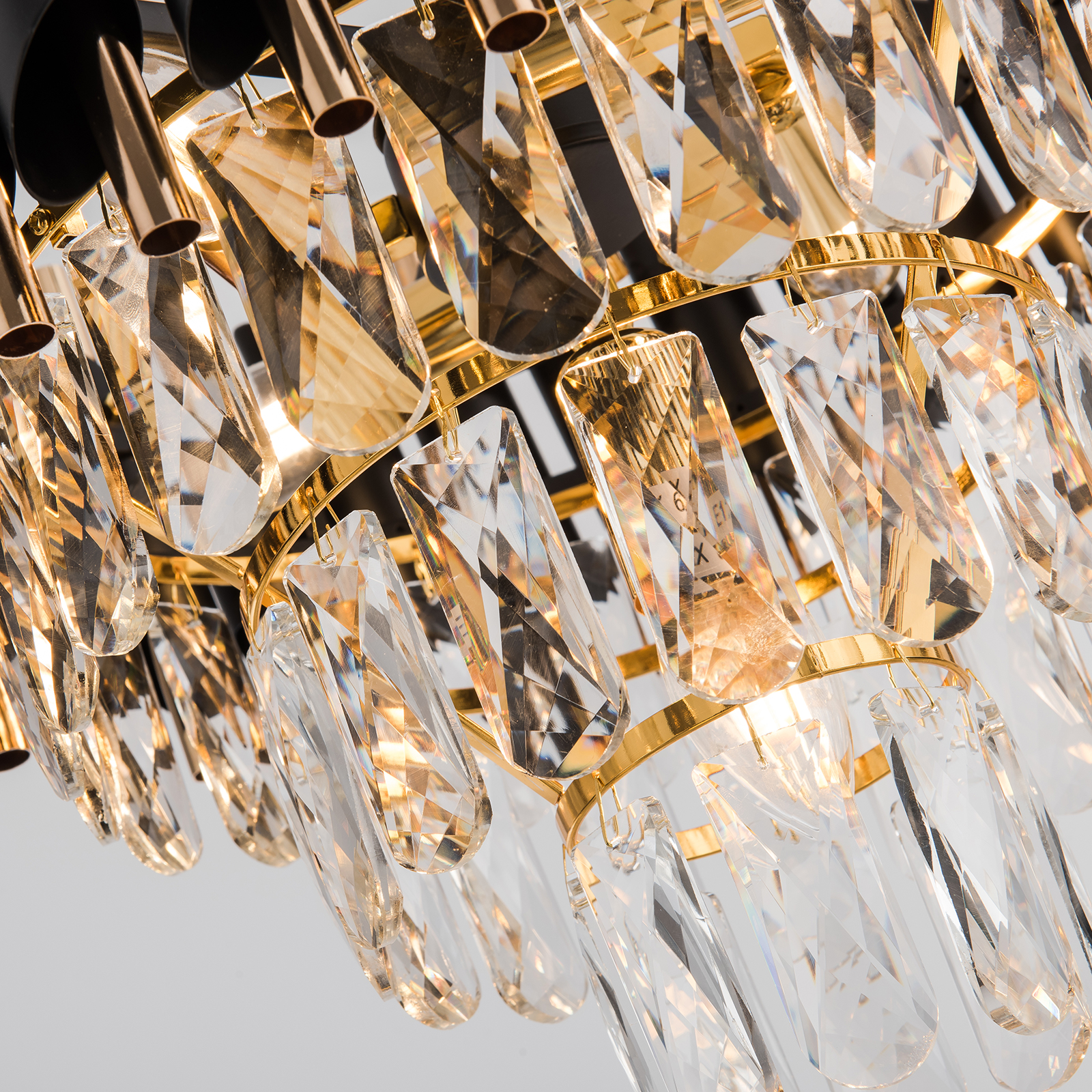 Wozzio Luxurious Crystal Chandelier, 3 -Tier 5-Light Contemporary Empire Style Crystal Chandelier, Crystal Ceiling Pendant Light Fixture For Entryway Foyer Stairwell Living Room, Bulbs Not Included