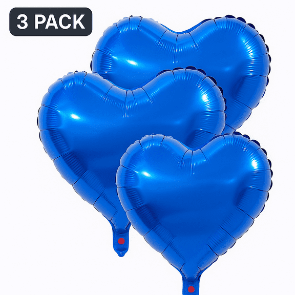Blue Heart Foil Balloons 3 Pack Party Decorations Balloons