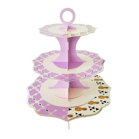 

3 Tier Cupcake Display Stand Cardboard Round Flower Shape Baking Party Decor