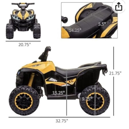 Exciting 12V 4-Wheeler Kids Car with Hot Wheels Music in Yellow and Black - Brand New in Box!