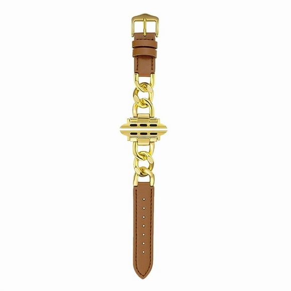 XIHAMA Leather Watch Band Compatible with Apple Watch Band 41mm 40mm 38mm 49mm 45mm 44mm 42mm for Women, Fancy Leather Watch Band + Stainless Steel Denim Chain Bracelet for iWatch 9/8/7/6/5/4/3/2/1