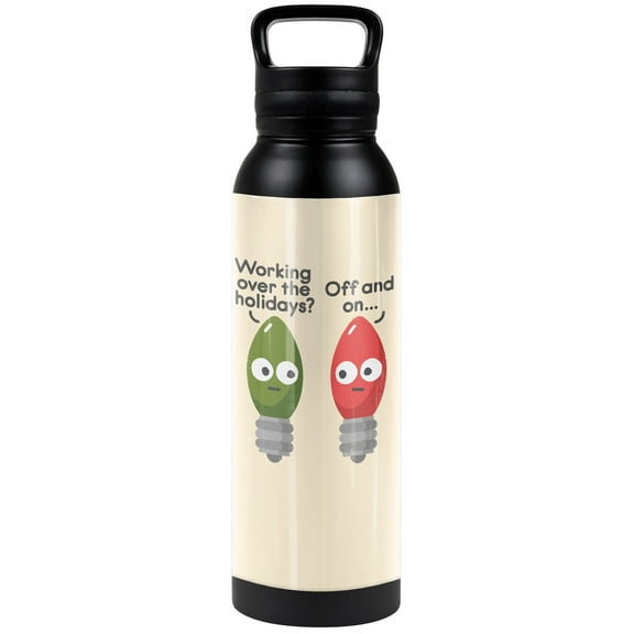 bCreative - David Olenick Official Seasonal Employment 24 oz Insulated Canteen Water Bottle, Leak Resistant, Vacuum Insulated Stainless Steel with Loop Cap