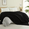 thumbnail image 2 of Exclusivo Mezcla Queen Size Flannel Fleece Blanket, Super Soft Jacquard Bed Blanket, Lightweight Fuzzy Warm for All Seasons, 90x90 Inches, Black, 2 of 8