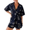 thumbnail image 2 of Yunliwuli Women Pajamas Set 2 Pieces Loungewear Suits Tacos Tequila Letter Print Short Sleeve Loose Tops and Shorts Sleepwear Outfits, 2 of 10