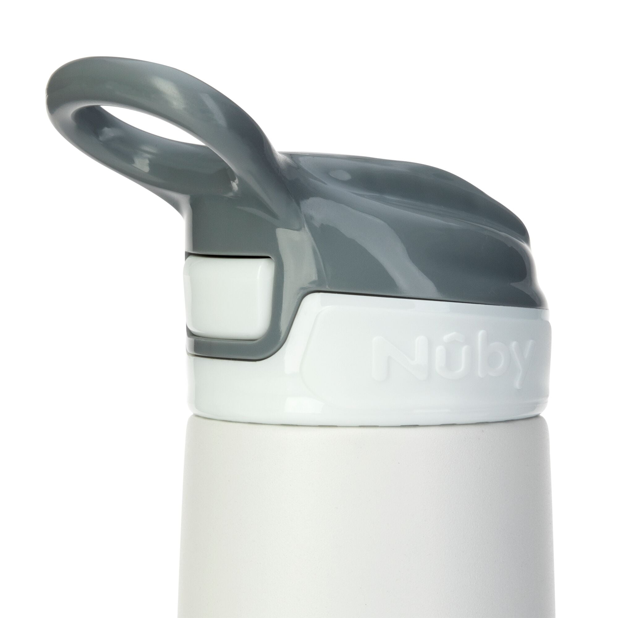 Nuby Thirsty Kids No Spill Flip-It Reflex Stainless Steel Sippy Cup, 10 oz, White