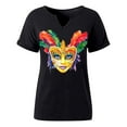 thumbnail image 4 of Carnival Tops for Women Print V-Neck Short Sleeve Casual Summer Tee Black XL, 4 of 6