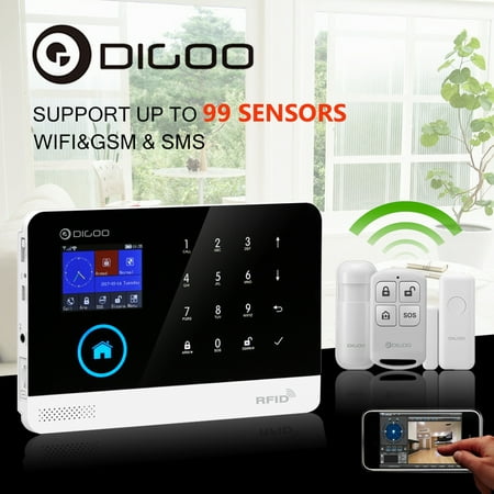 Digoo 433MHz WIFI/GSM/SMS DIY Wireless Smart Home Office Security Burglar Alarm Systems Sensor Infrared Detector Kits，Auto Dial Call Real Time Message Push，Phone APP Remote