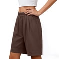 thumbnail image 5 of BUIGTTKLOP Shorts for Women Elastic Waisted Pull on Casual Shorts Straight Wide Leg Loose Fitted Summer Shorts, 5 of 6