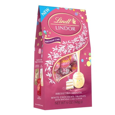 Lindt Lindor Birthday Cake White Chocolate Candy Truffles - 6oz