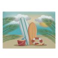 thumbnail image 1 of Graphic Beach Cutting Board, Summer Holiday Fun Cartoon with Surf Broads Sand Bucket Buoy and Shell, Decorative Tempered Glass Cutting and Serving Board, in 3 Sizes, by Ambesonne, 1 of 2