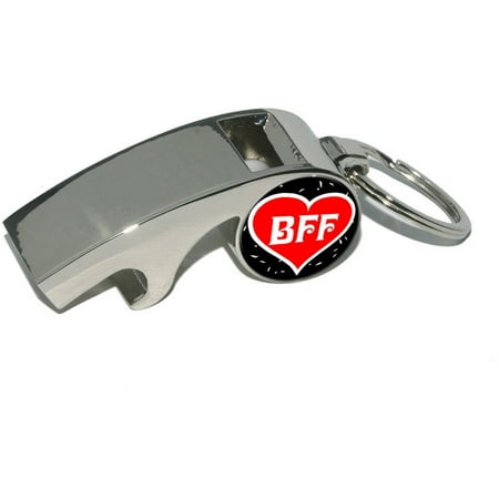 BFF, Best Friends Forever, Red Heart, Plated Metal Whistle Bottle Opener Keychain Key