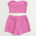 thumbnail image 2 of Women's Knitted 2 Piece Outfit Ribbed Crop Top Sleeveless Bandeau Tube Tops and Track Shorts Set, 2 of 5