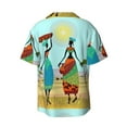thumbnail image 2 of KLL African Women in Mountain Landscape Print Men's Shirt Short Sleeve Button Down Summer Cuba Beach Shirts- Small, 2 of 7