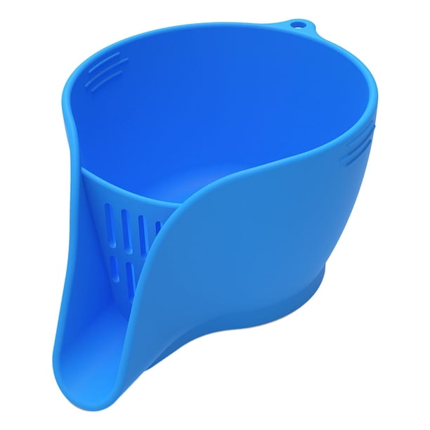 Cesta de drenaje multifuncional, cuenco colador, pequeño, cuenco de drenaje para frutas, verduras, alimentos, pastas, bayas, cesta de drenaje, embudo azul