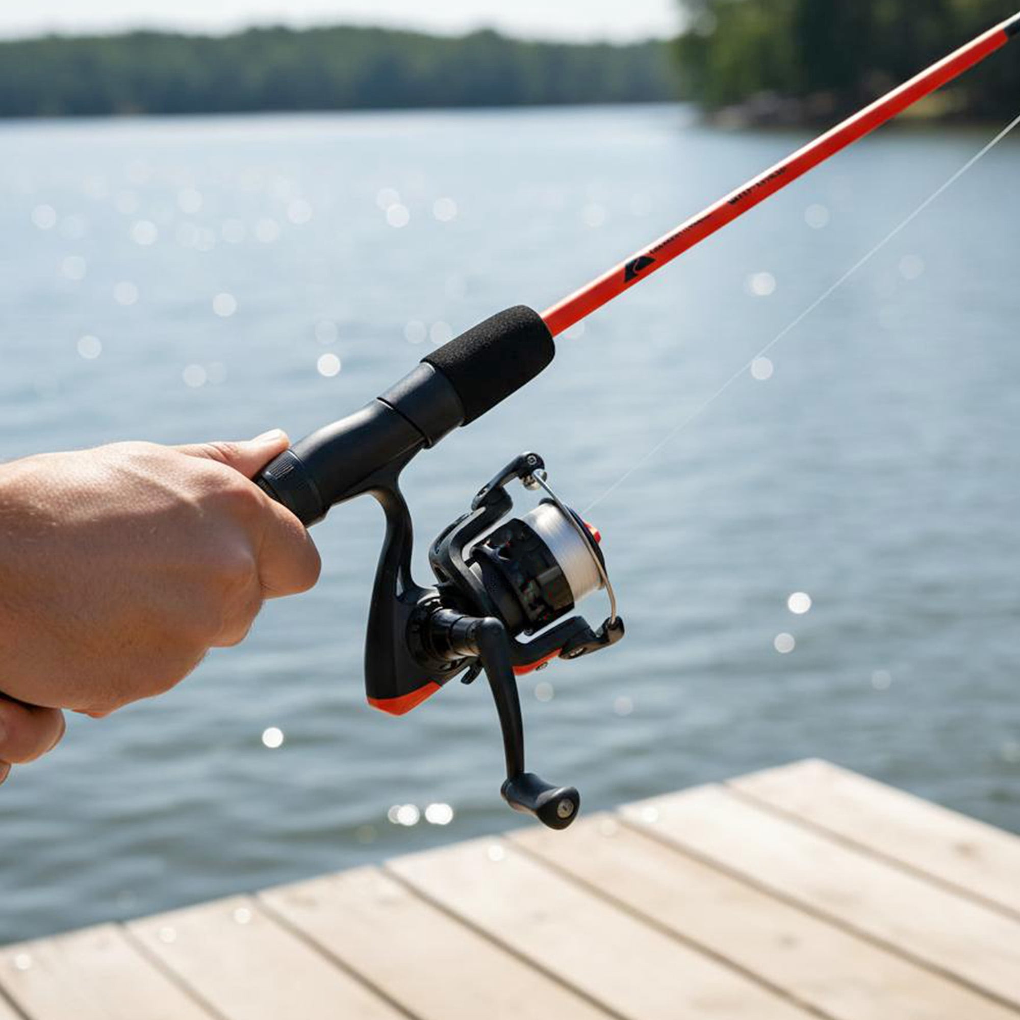 Ozark Trail Wayfarer Fiberglass Spinning Fishing Rod and Reel Combo for Adults, 5' 6", Orange, 2 Pieces