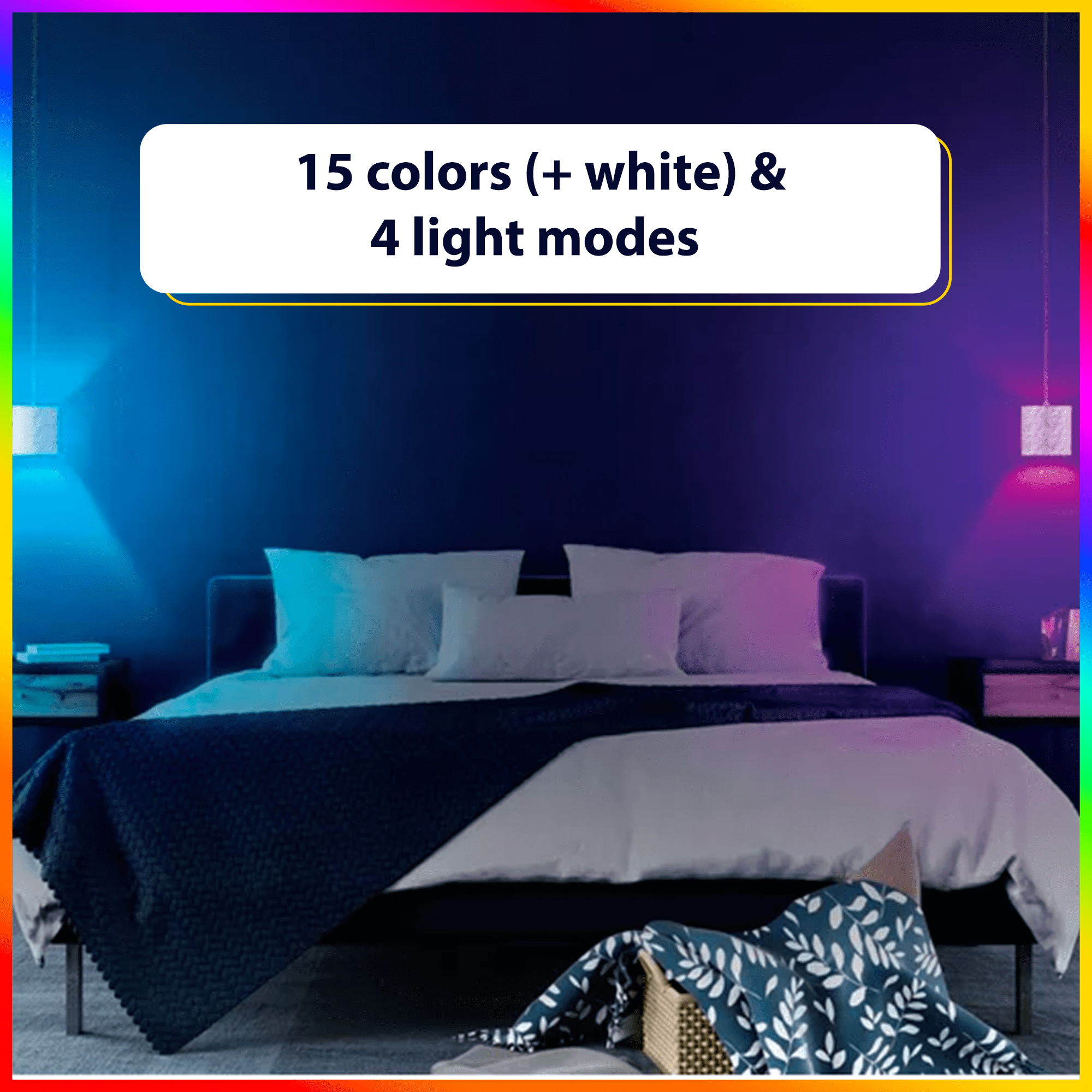 Ledeez 9W Multicolor General Purpose Smart Light Bulbs, Dimmable & App Operated (2 Pack)
