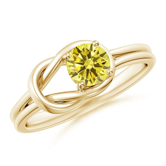 ANGARA Lab Grown Yellow Diamond Infinity Knot Ring for Women in 14K Yellow Gold (Size-5.1mm| Clarity-VS) | April Birthstone, Anniversary, Jewelry Gift for Women | Lab-Grown Yellow Diamond Ring