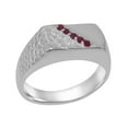 thumbnail image 1 of LBG British Made 18k White Gold Natural Ruby Mens band Ring - 33 size options - Size 10.75, 1 of 6