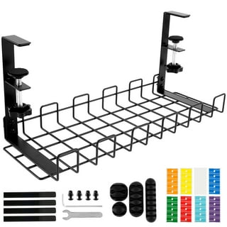 Tiitstoy No Drill Under Desk Cable Management Tray, Desk Wire Management  Cable Tray Sturdy Metal Wire Organizer Under Desk Basket for Office and  Home Standing Desk 