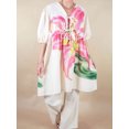thumbnail image 2 of Gupgi Robe Courte Fleurie pour Femme à Manches Courtes, Robe Babydoll Fluide à Col en V, Robe Chemise Coupe Ample, Mini Robe d'Été Bohème, 2 of 6
