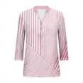 thumbnail image 5 of Pounoo Floral Print V Neck 3/4 Sleeve Blouses for Women Colorblock Button Front Puff Sleeves Breathable Vacation Casual Outfits Shirts Gift, 5 of 6