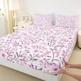 thumbnail image 3 of Homewish Spring Garden Full Size Sheets 4-Piece for Teens,Pink Floral Leaves Breathable Bed Sheets,Chic Flowers Lightweight Sheet Sets,Luxury Bedroom Decor, 3 of 7