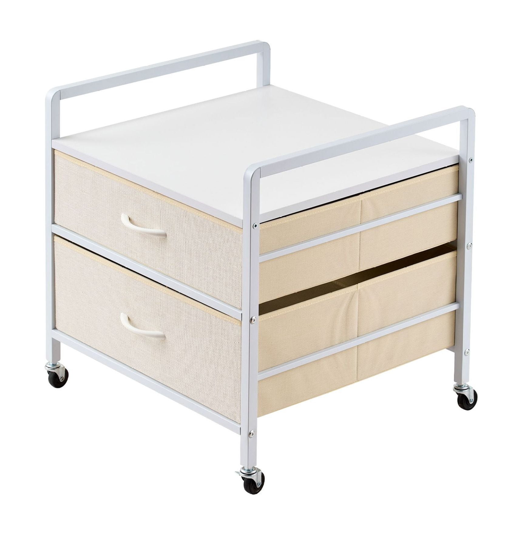 Mini Fridge Stand with Storage, 176lb Capacity, 2 Drawers & Wheels - Mobile Shelf for Dorm, Apartment, Office - White