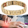 thumbnail image 4 of Pulsera magnética de moda para hombres, alivio de la fatiga, Reduce el dolor, cuidado saludable, pulsera magnética dorada, 4 of 10