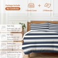 thumbnail image 6 of 3 Piece Navy Blue Grey Striped Duvet Cover Set Full Size, Microfiber Comforter/Quilt Cover with Corner Ties and 2 Pillowcases, Farmhouse Stripes Minimalist All Season Soft Bedding with Zipper Closure, 6 of 8
