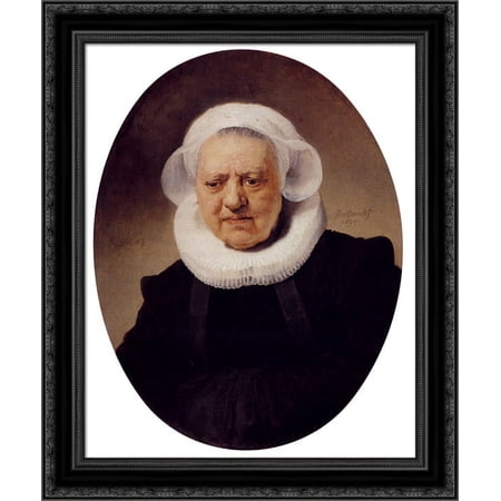 Portrait Of An Eighty-Three-Year-Old Woman 20x22 Black Ornate Wood Framed Canvas Art by Rembrandt