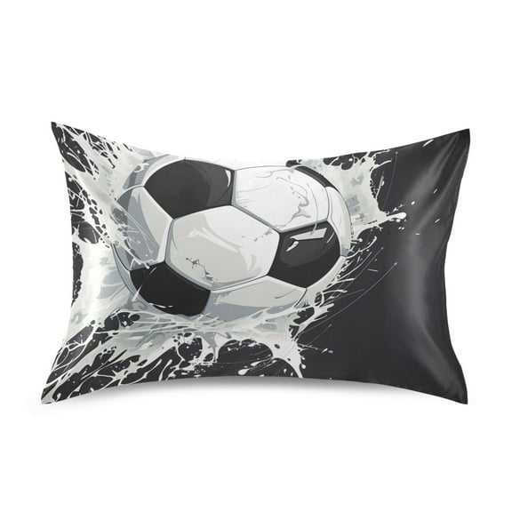 Satin Pillow Case Soccer Ball Standard Silk Pillow Cover for Hair and Skin Envelope Closure 20"x26"