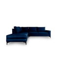 thumbnail image 1 of Sofá Escuadra Izquierda con Tapizado Color Azul Noche. Estructura de Madera Sólida y Patas de Acero, 1 of 4