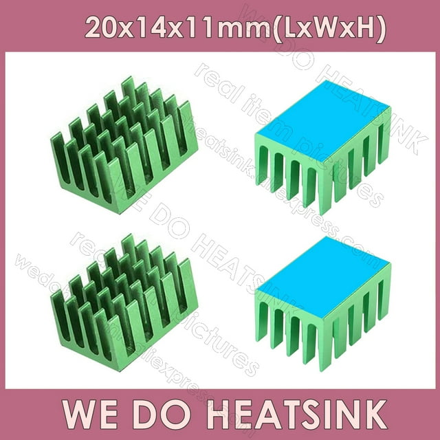 20x14x11mm Without or With Thermal Pad Aluminum Network Routers Chip Heat Sinks Radiator Cooler With Thermal Pad Green With Pad 5pcs