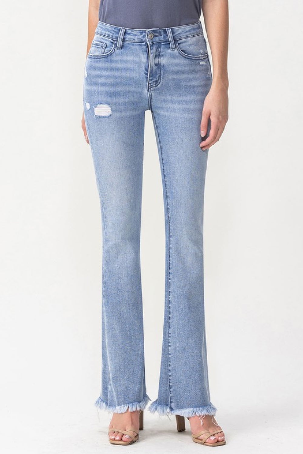 Lovervet Full Size Evie High Rise Fray Flare Jeans - Walmart.com