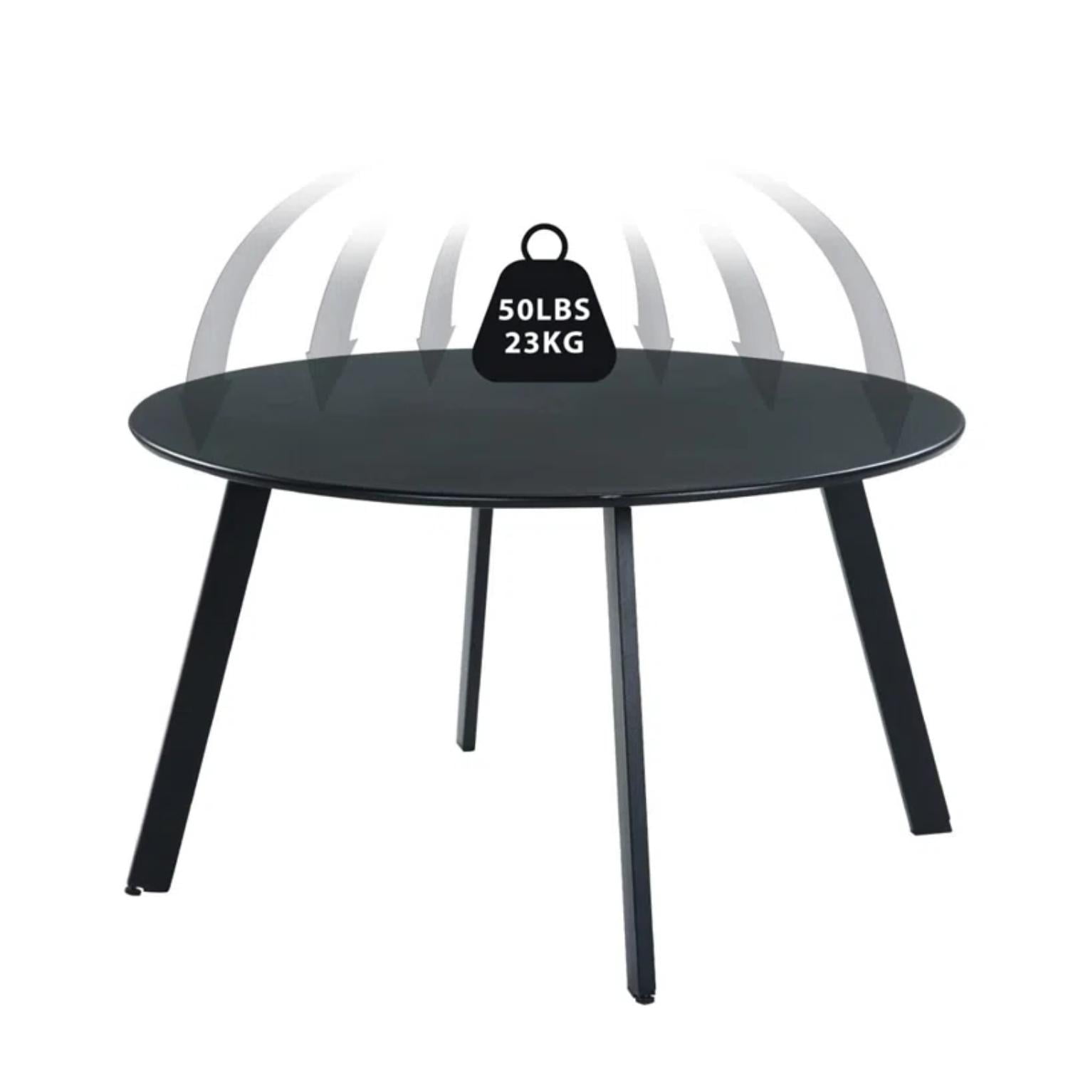 Grand Patio 28" Outdoor Round Steel Coffee Table, Black