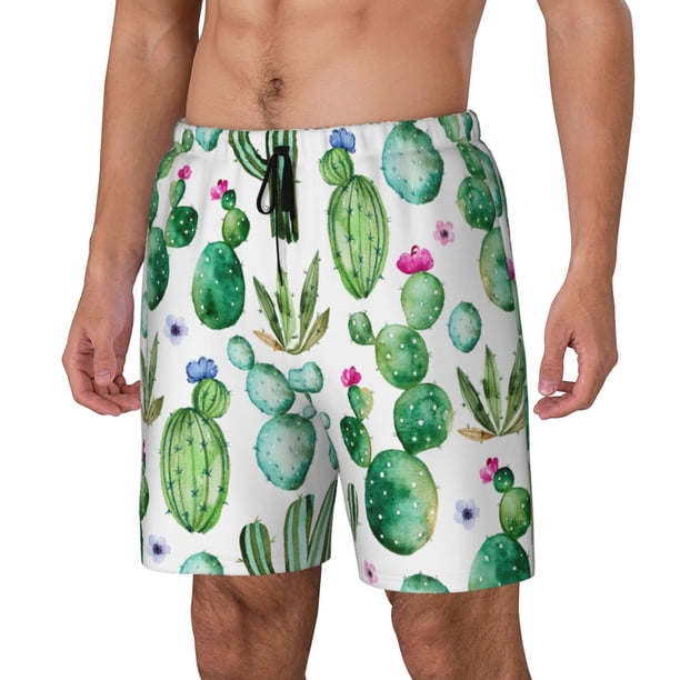 Balery Cactus Plants1 Bañador para hombre, shorts de playa de secado rápido con entrepierna y forro de compresión-3X-Large