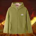 thumbnail image 2 of Hueook Fleece Jacket Women Fashion Solid Color Casual Zipper Stand Sports Fleece Long Sleeved Long Sleeve Hooded Casual Outwear Green 3X, 2 of 6
