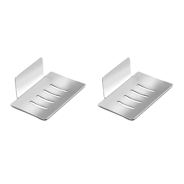 Bearachild Soporte de esponja para ducha de baño, placa montada en la pared, organizador de drenaje, bandeja de inodoro adhesiva de aluminio, organizador Lustroso 2piezas Bearachild CBP163006