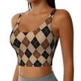 thumbnail image 2 of Rateoe Argyle of brown Print Womens' Sports Bras Scoop Neck Sports Vest- Padded U Back Seamless High Impact Support-XX-Large, 2 of 8