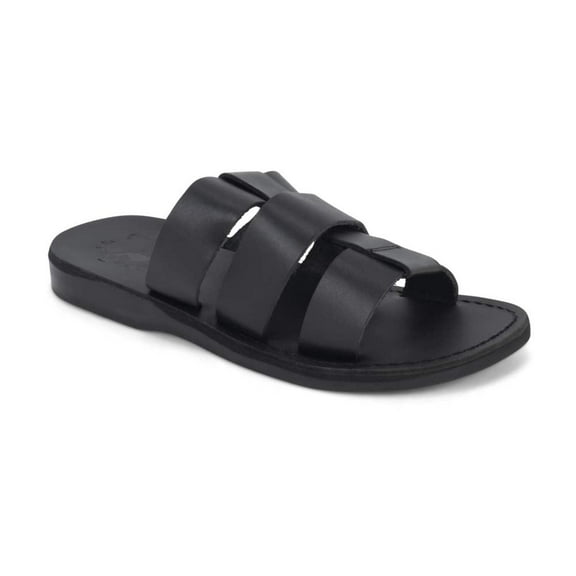 Micah - Leather Double Strap Sandal | Black