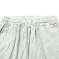 thumbnail image 6 of Cotton Linen Shorts for Women Summer Lightweight Elastic Waist Wide Leg Loose Beach Shorts with Pockets, 6 of 6