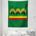 thumbnail image 1 of Jamaican Tapestry, Jamaican Reggae Culture Inspired Minimal Head Shapes with Hats Country Flag, Wall Hanging for Bedroom Living Room Dorm Decor, 60W X 80L Inches, Green Multicolor, by Ambesonne, 1 of 2
